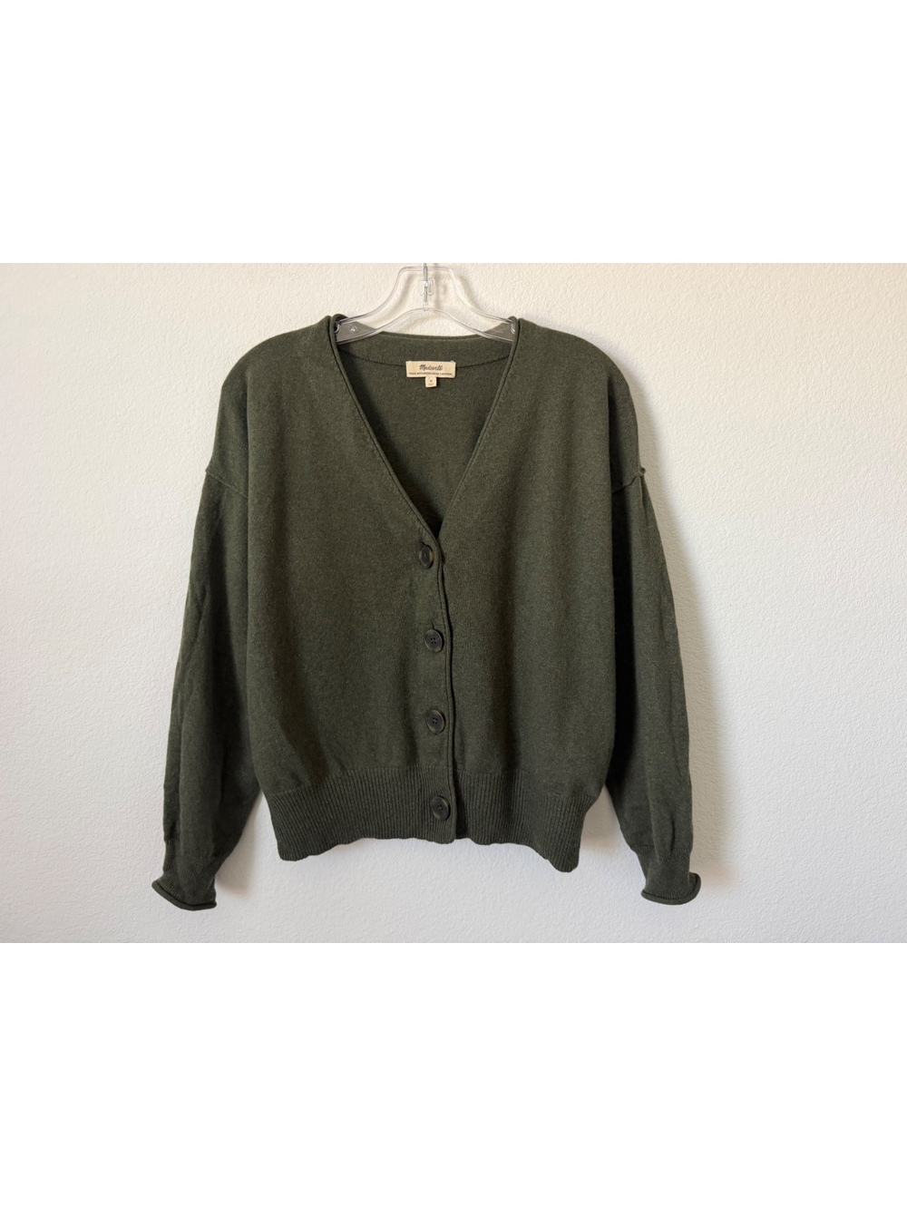Madewell Olive Green Long Sleeve Button Front V-Neck Cardigan Sweater Size M